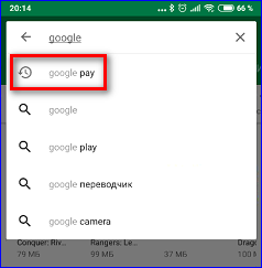 Найденный поисковой результат приложения Гугл Пей