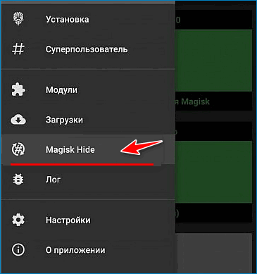 Magisk Hide меню Android Pay
