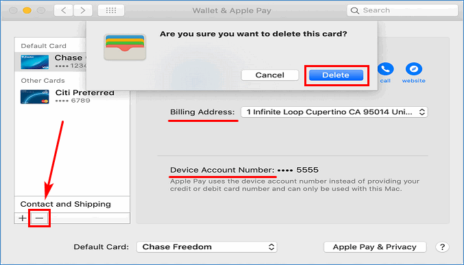 Платежные данные на Mac