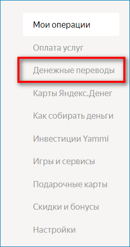 Денежные переводы в Яндекс.Деньги