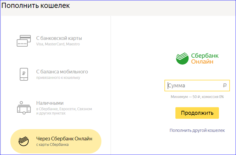 Способы пополнения Яндекс Кошелька