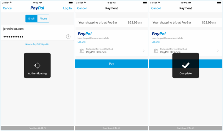 Приложение PayPal на IOS